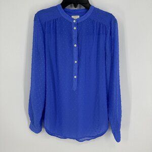 3/$25 J. Crew Clip Dot Blouse Top XXS Long Sleeve Popover Half Button Down Sheer